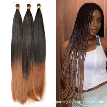 Synthetic Bulk Hair Extensions 22Inch High Temperature Hair Bundles Long Straight silky Braiding Hair pre stretched